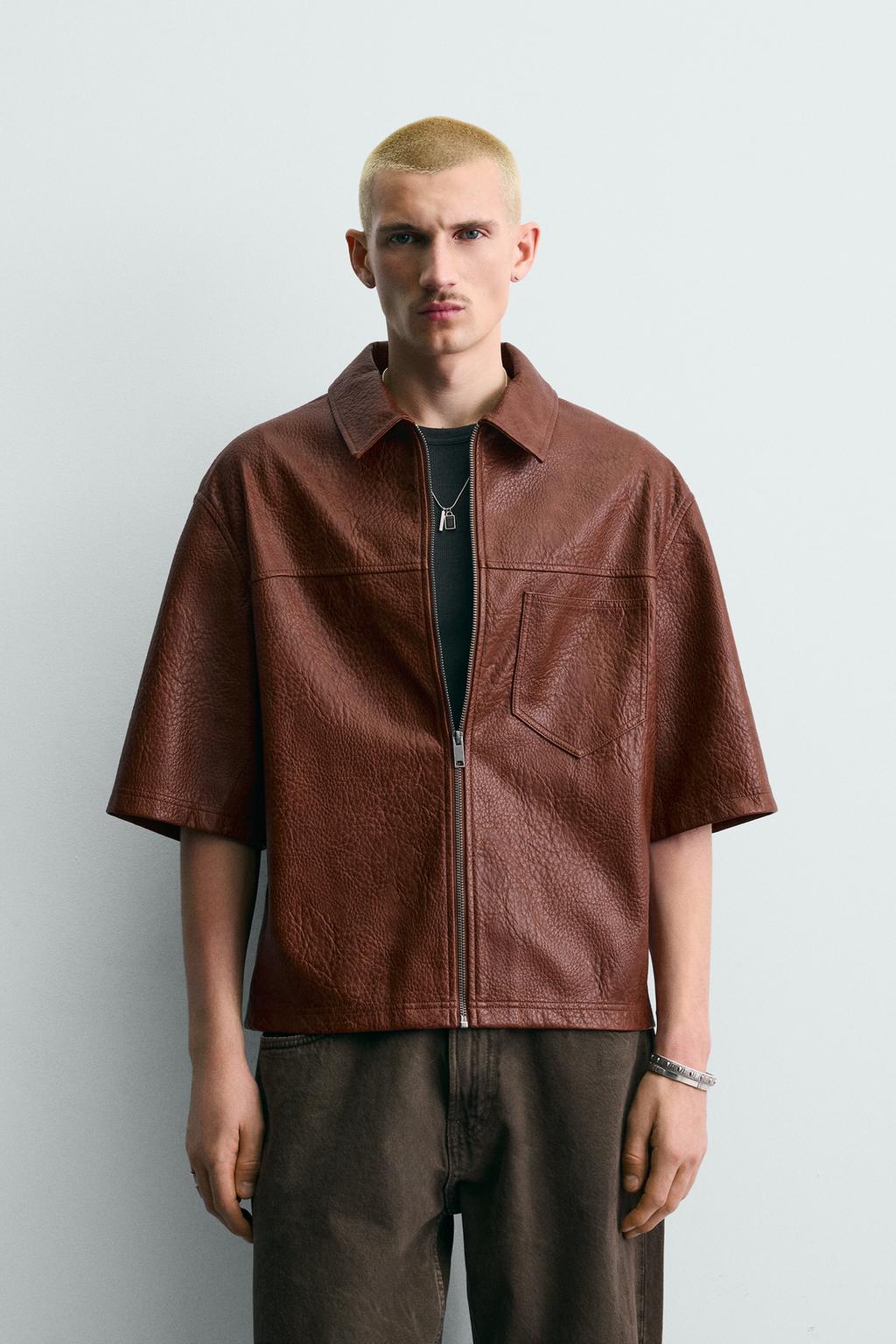 RELAXED FIT FAUX LEATHER - ZARA