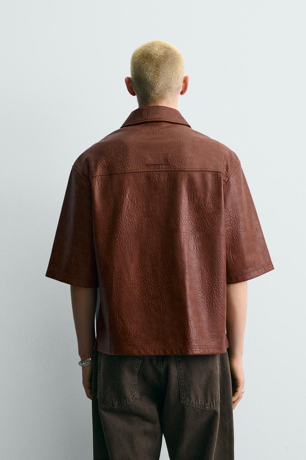 RELAXED FIT FAUX LEATHER - ZARA