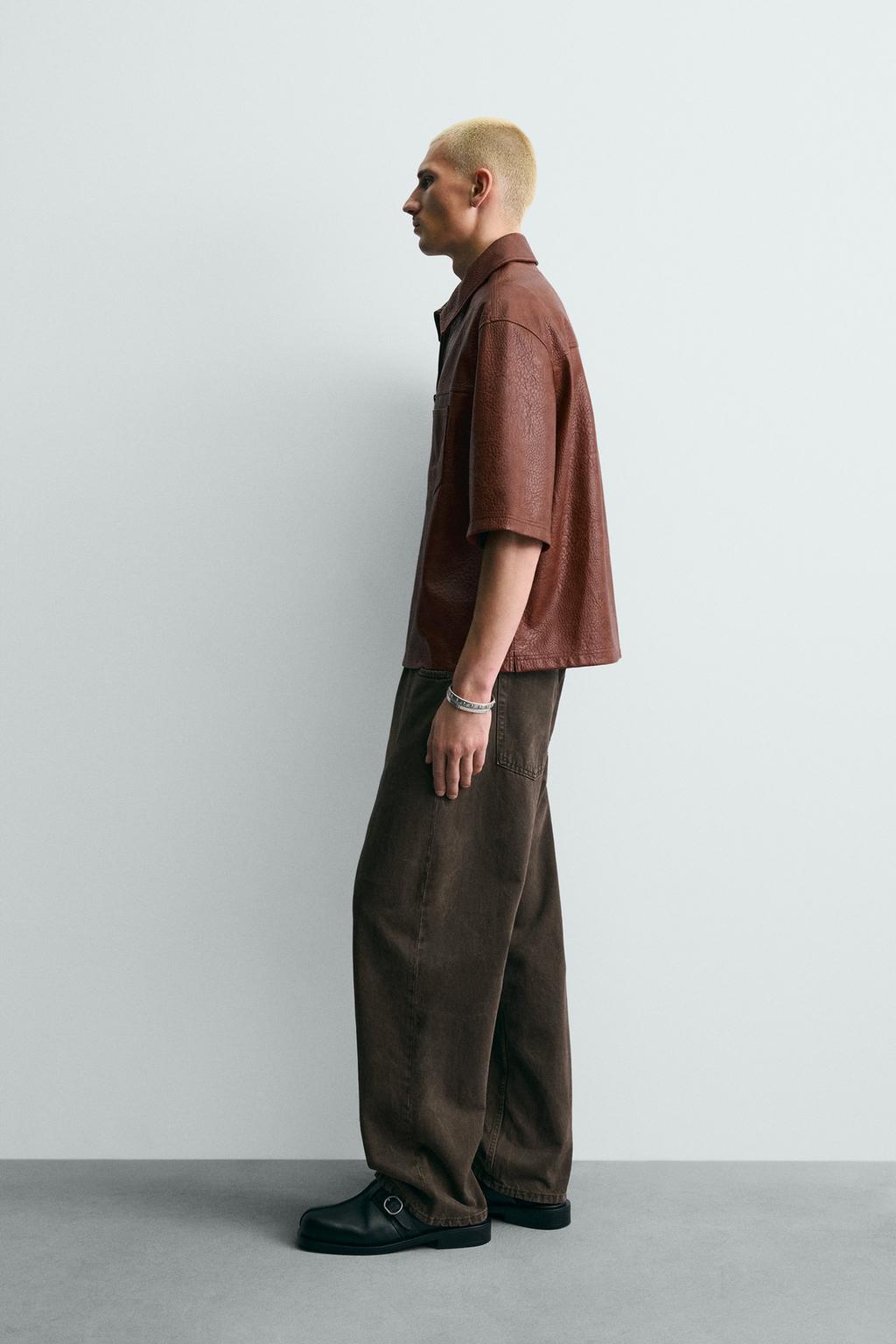 RELAXED FIT FAUX LEATHER - ZARA