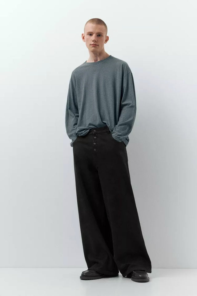 LASER PRINT BAGGY JEANS-P&B