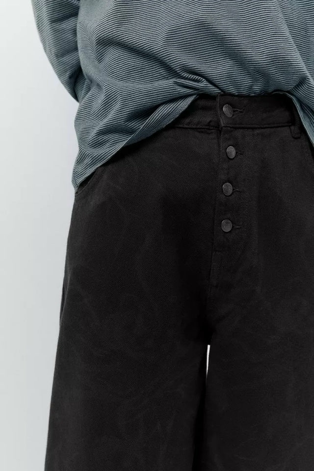 LASER PRINT BAGGY JEANS-P&B