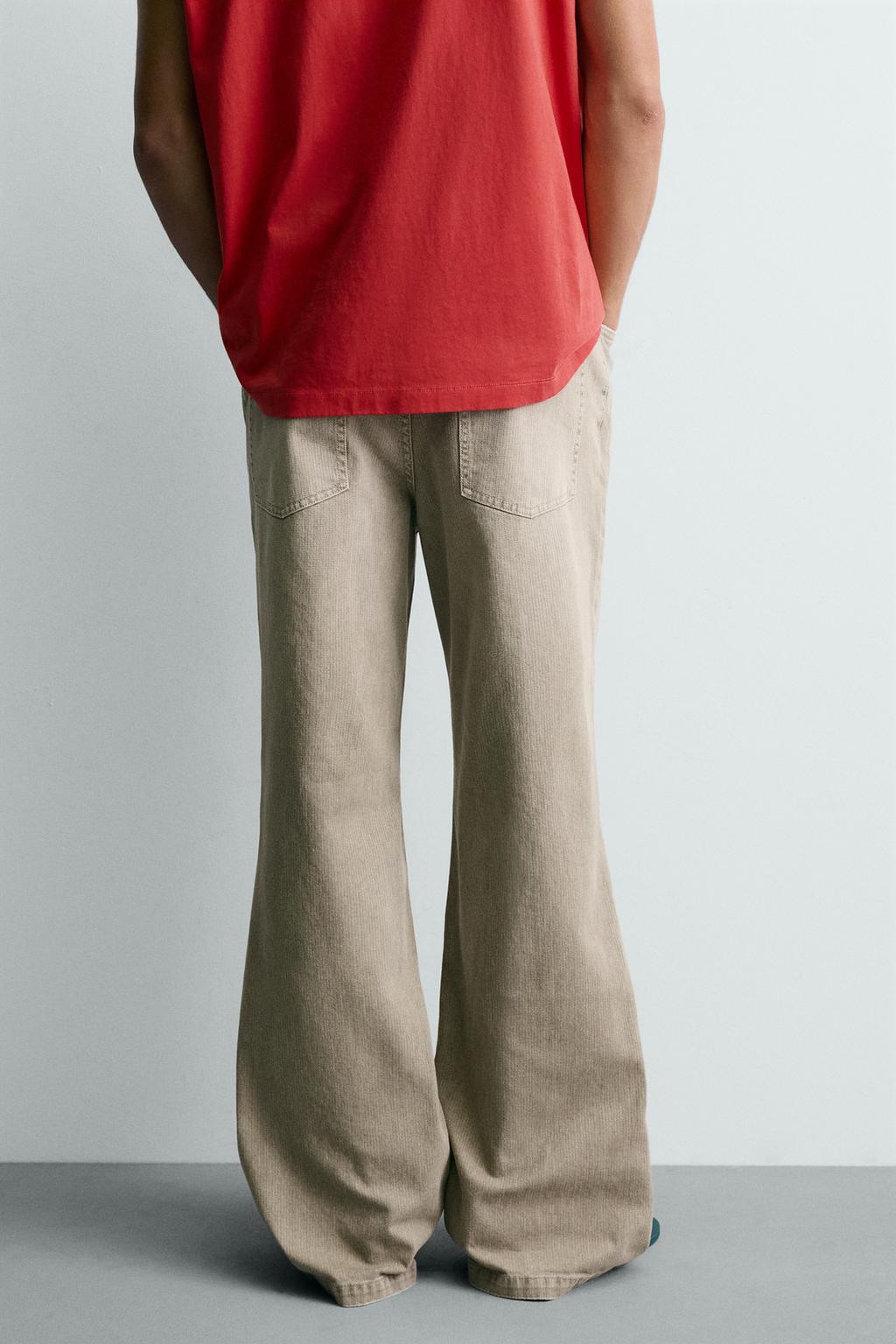 FLARE FIT TEXTURED COTTON TROUSERS - ZARA