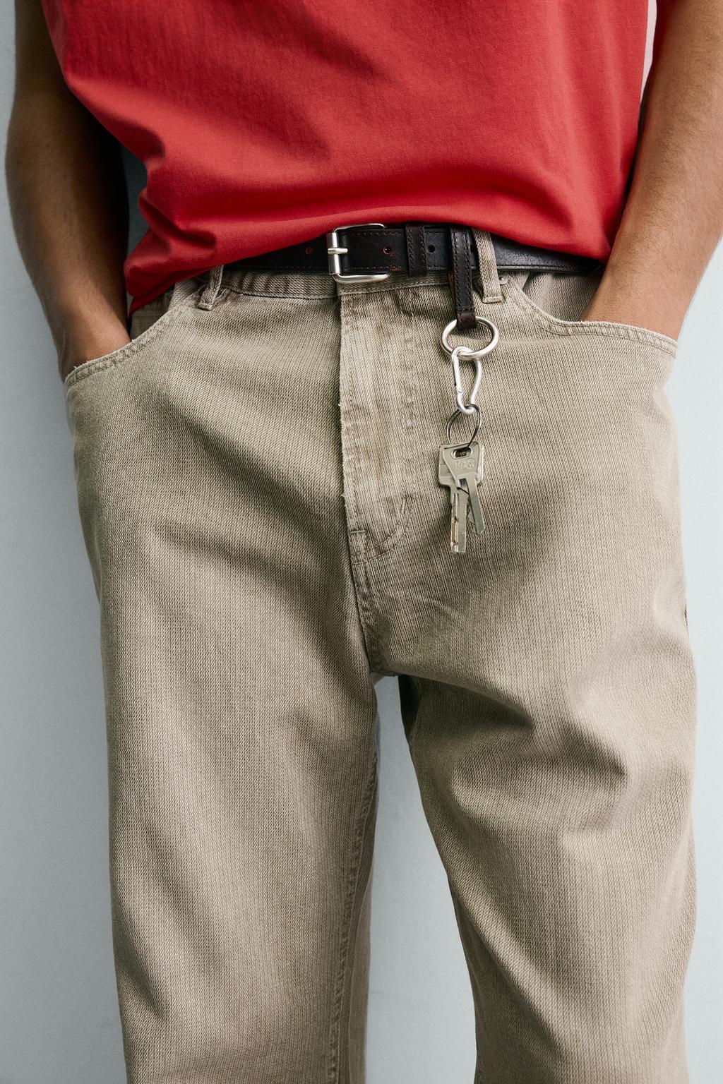 FLARE FIT TEXTURED COTTON TROUSERS - ZARA