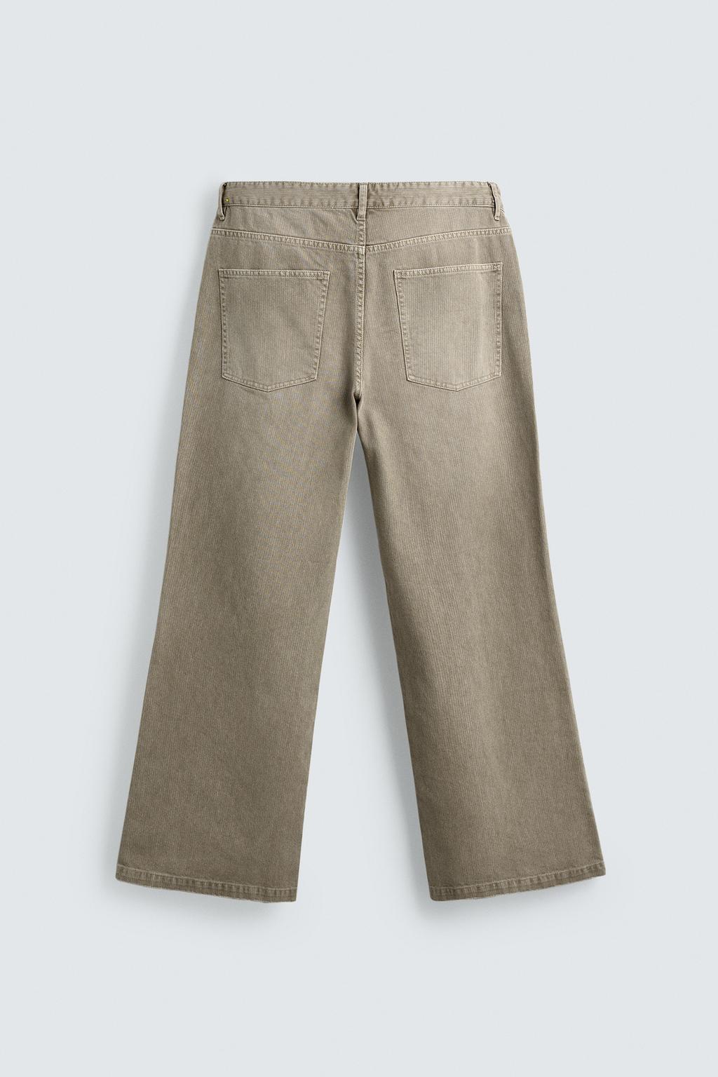 FLARE FIT TEXTURED COTTON TROUSERS - ZARA